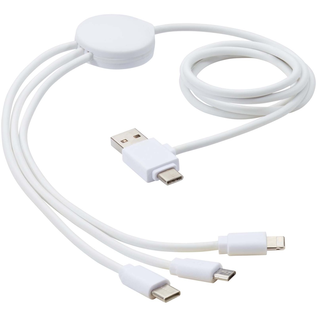 Pure kabel do ładowania 5-w-1 z dodatkiem antybakteryjnym 124184 - Biały