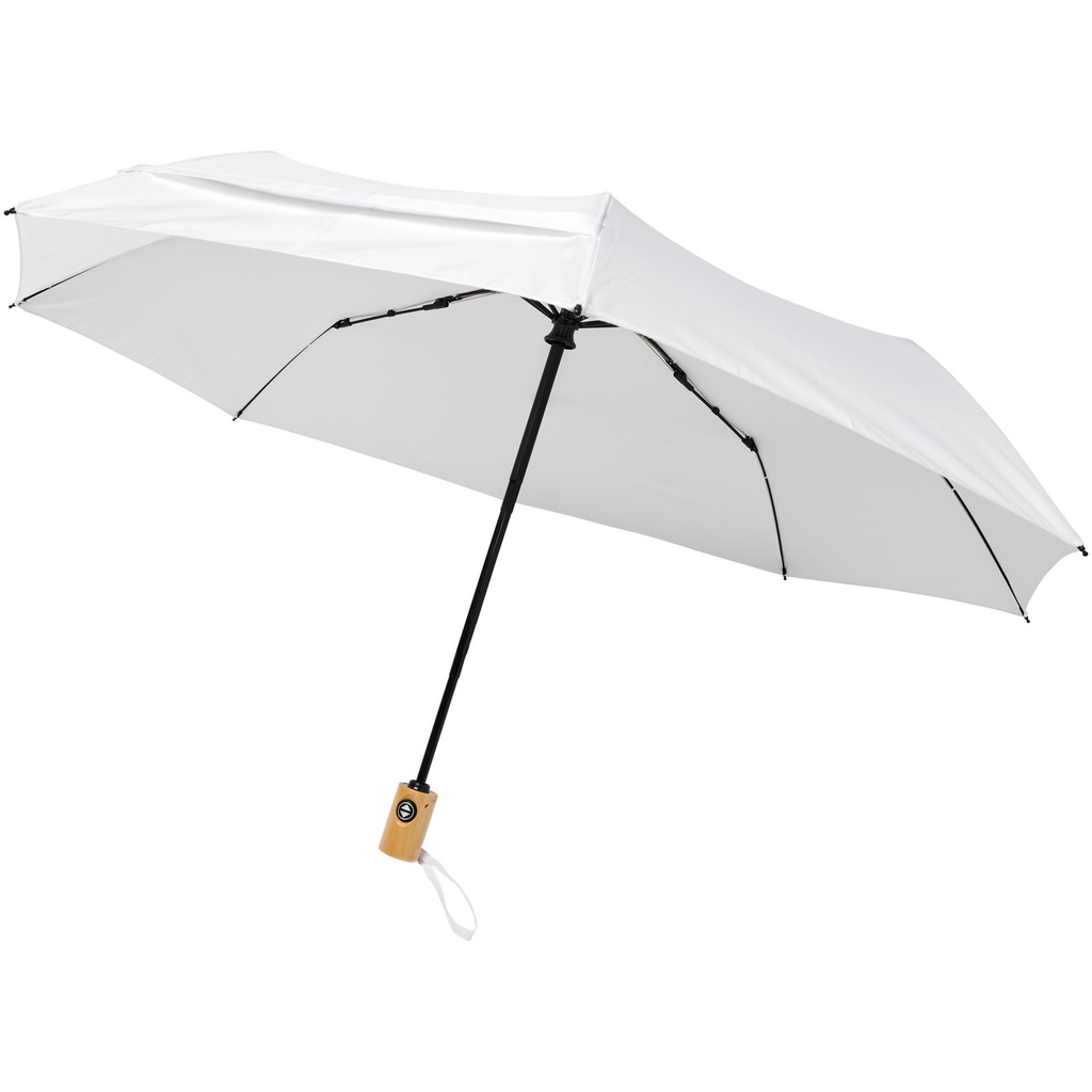 Składany, automatycznie otwierany/zamykany parasol Bo 21” wykonany z plastiku PET z recyklingu 109143 - Biały