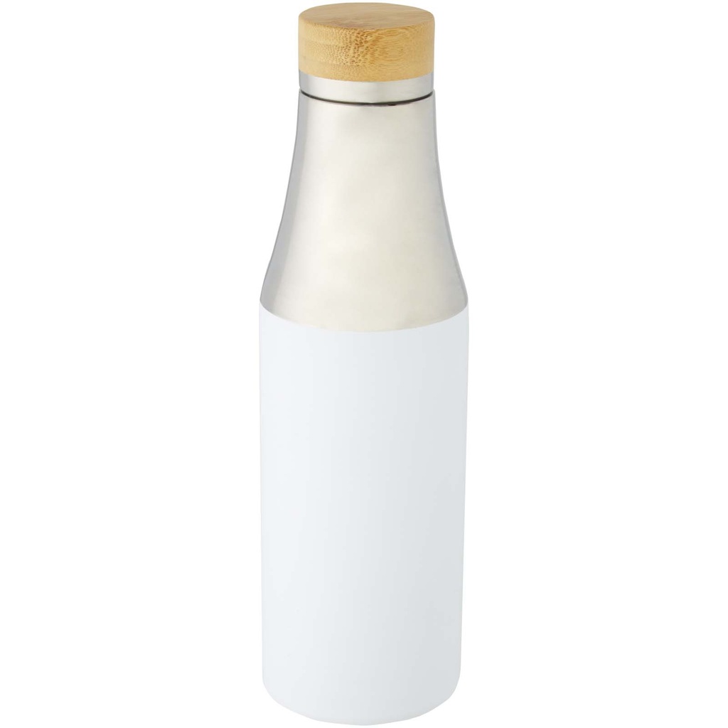 Hulan miedziana, próżniowo izolowana butelka o pojemności 540 ml z bambusową pokrywką 100667 - Biały