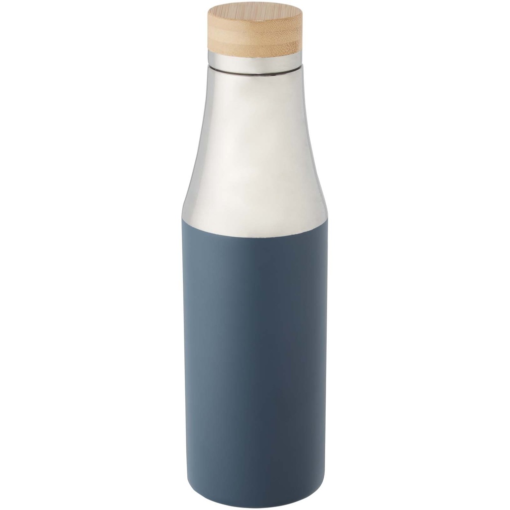 Hulan miedziana, próżniowo izolowana butelka o pojemności 540 ml z bambusową pokrywką 100667 - Lodowy niebieski