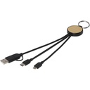 Tecta kabel do ładowania z tworzyw sztucznych pochodzących z recyklingu/bambusa 6 w 1 z brelokiem 124325 - Czarny