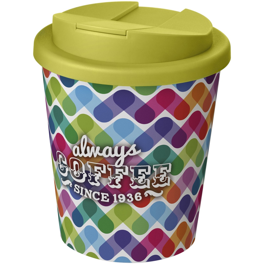 Brite-Americano® Espresso 250 ml tumbler with spill-proof lid 210698 - Biało-limonkowy