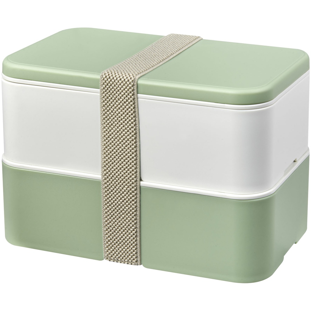 MIYO Renew dwuczęściowy lunchbox 210182 - Kość słoniowa-szklany zielono-kamienny szary