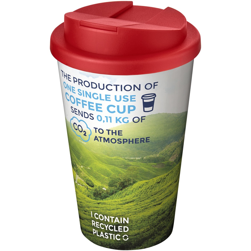 Kubek Brite-Americano® 350 ml z wieczkiem zapobiegającym rozchlapaniu 210697 - Biało-czerwony