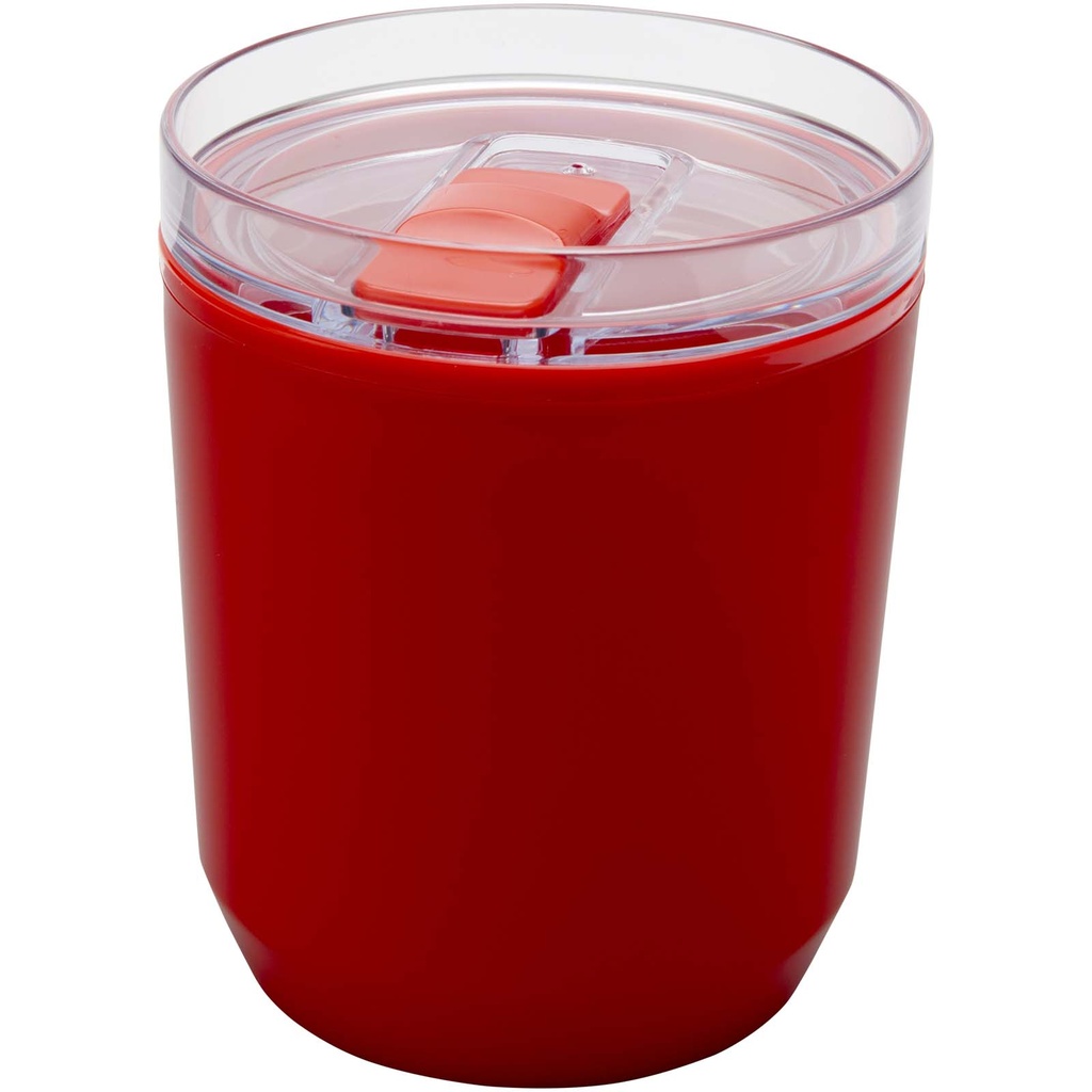Hudson kubek z podwójnymi ściankami o pojemności 180 ml wykonany z tworzyw sztucznych pochodzących z recyklingu 100852 - Czerwony