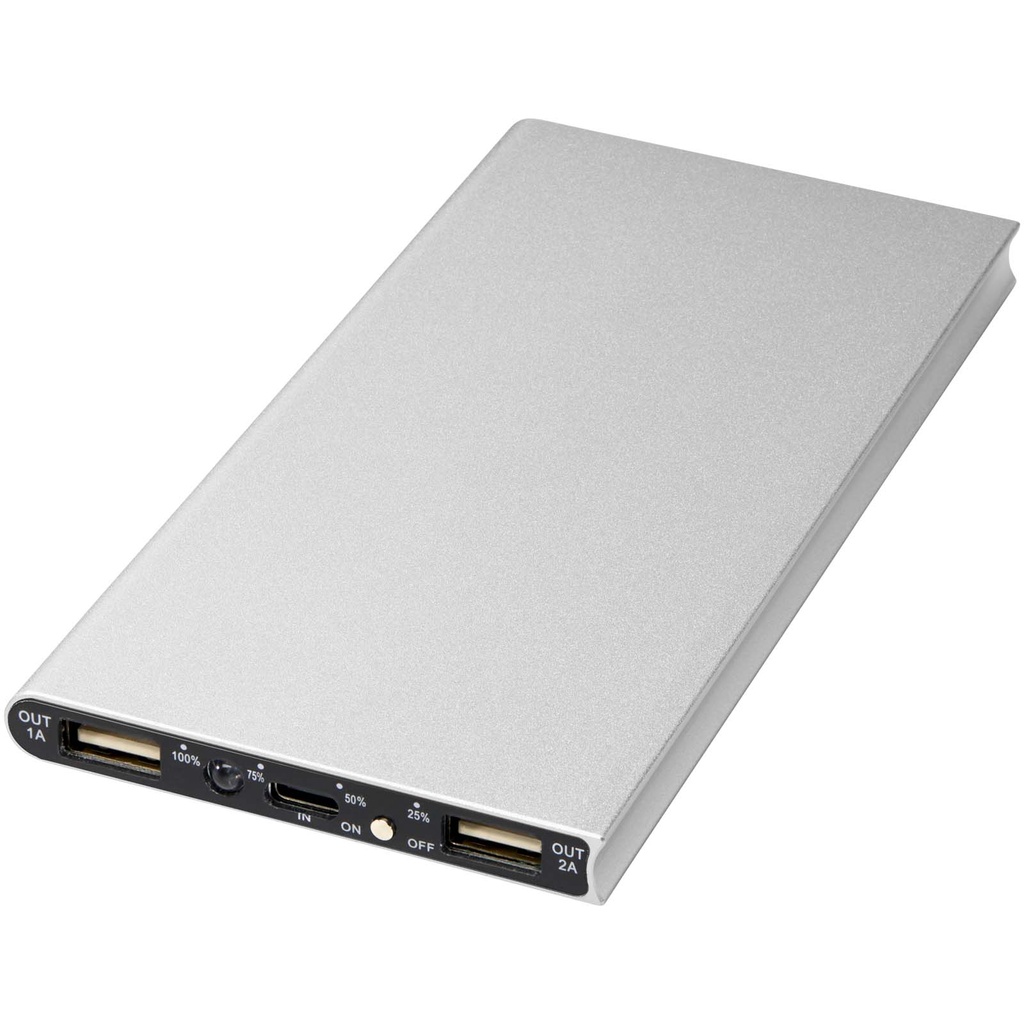 Aluminiowy powerbank Plate 8000 mAh 124112 - Srebrny
