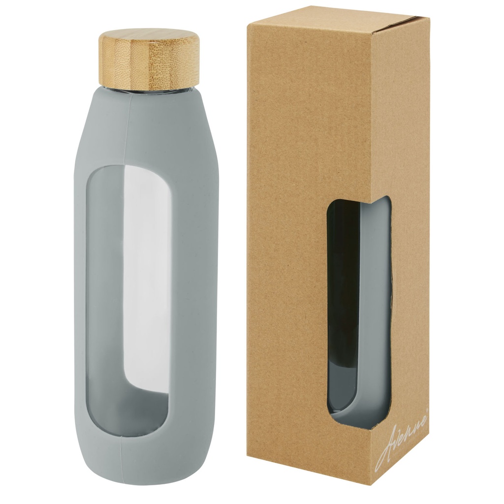 Tidan Butelka z borokrzemianowego szkła o pojemności 600 ml z silikonowym uchwytem 100666 - Szary