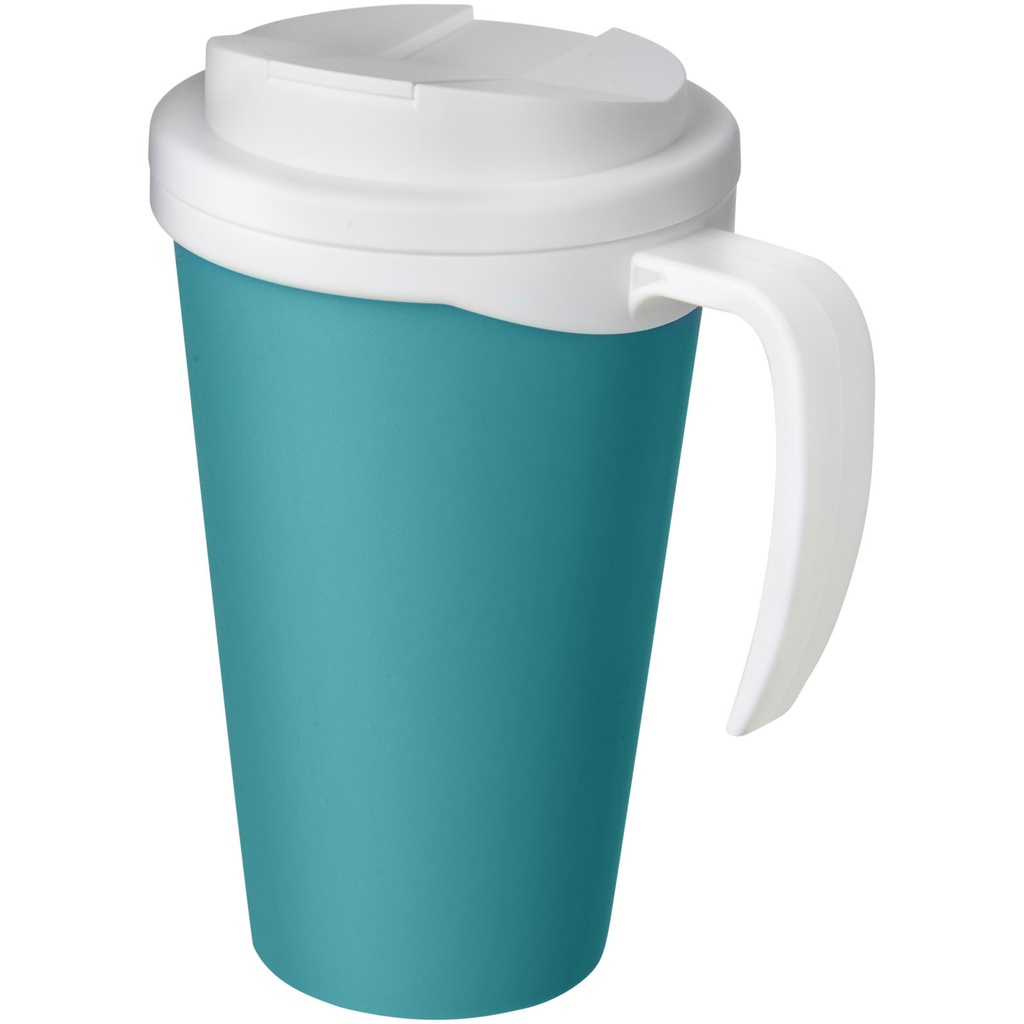 Americano® Grande 350 ml mug with spill-proof lid 210421 - Turkusowy niebiesko-biały