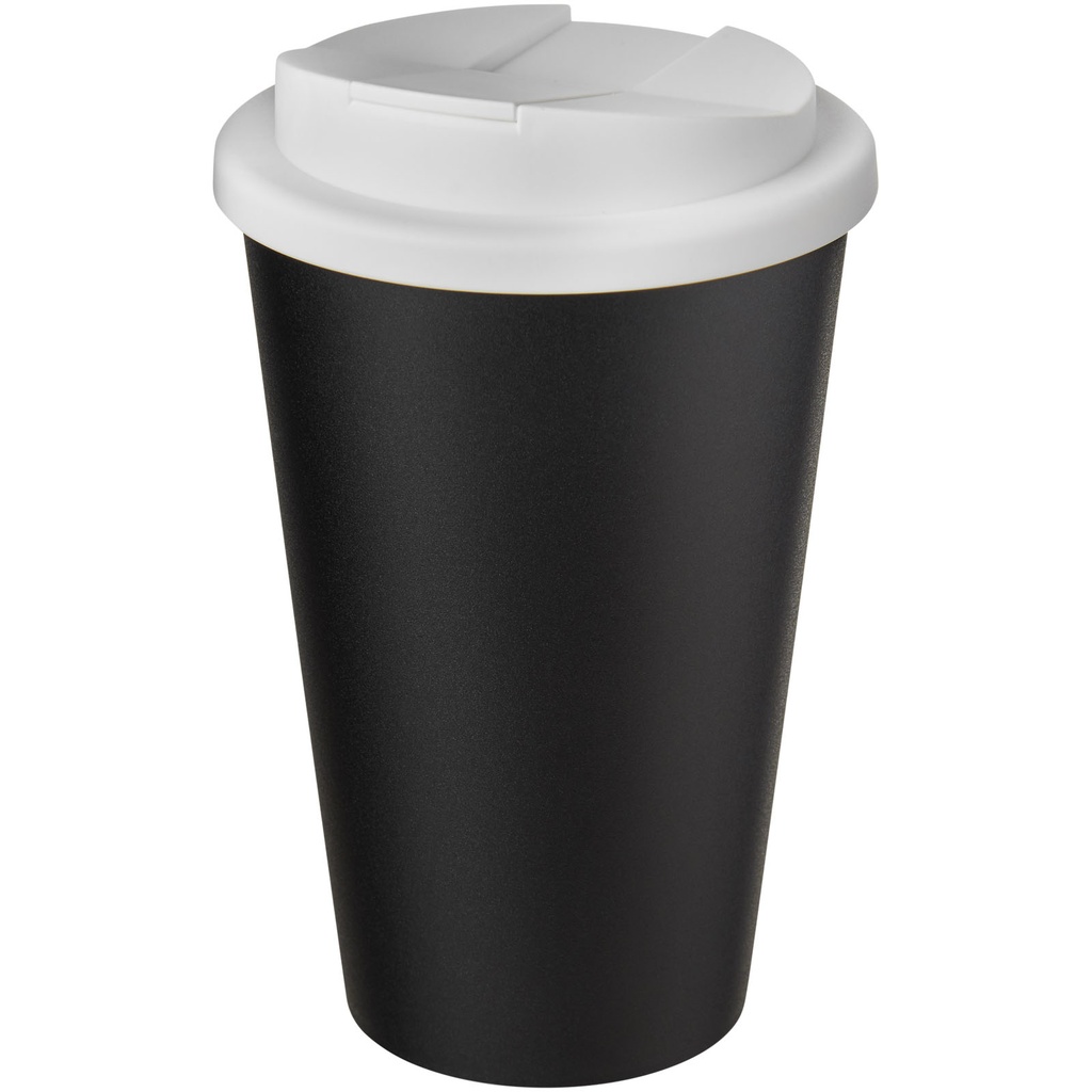 Kubek Americano® Eco z recyklingu o pojemności 350 ml z pokrywą odporną na zalanie 210425 - Biało-czarny