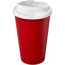 Kubek Americano® Eco z recyklingu o pojemności 350 ml z pokrywą odporną na zalanie 210425 - Czerwono-biały