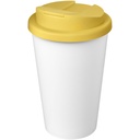 Kubek Americano® Eco z recyklingu o pojemności 350 ml z pokrywą odporną na zalanie 210425 - Żółto-biały