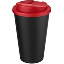 Kubek Americano® Eco z recyklingu o pojemności 350 ml z pokrywą odporną na zalanie 210425 - Czerwono-czarny