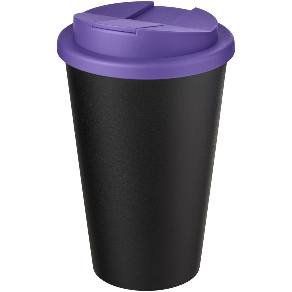 Kubek Americano® Eco z recyklingu o pojemności 350 ml z pokrywą odporną na zalanie 210425 - Fioletowo-czarny