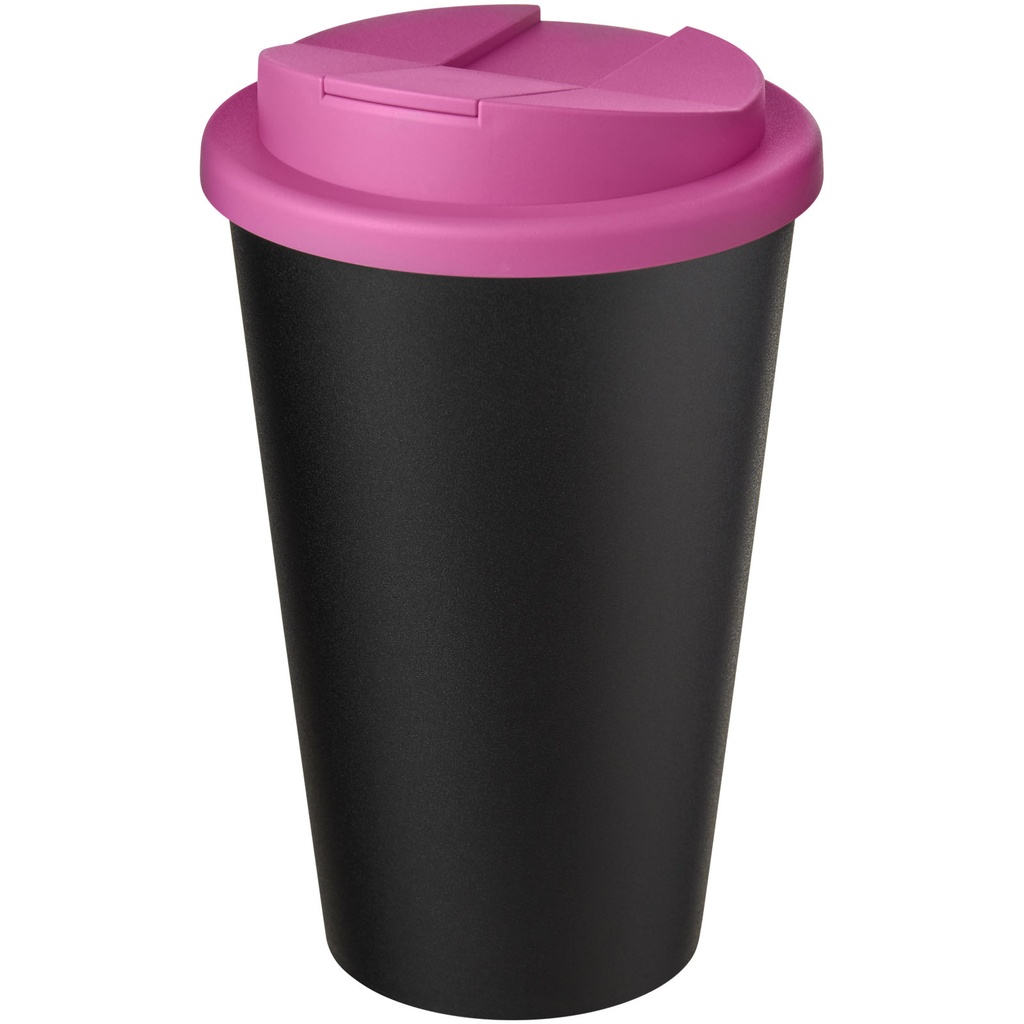 Kubek Americano® Eco z recyklingu o pojemności 350 ml z pokrywą odporną na zalanie 210425 - Różowo-czarny
