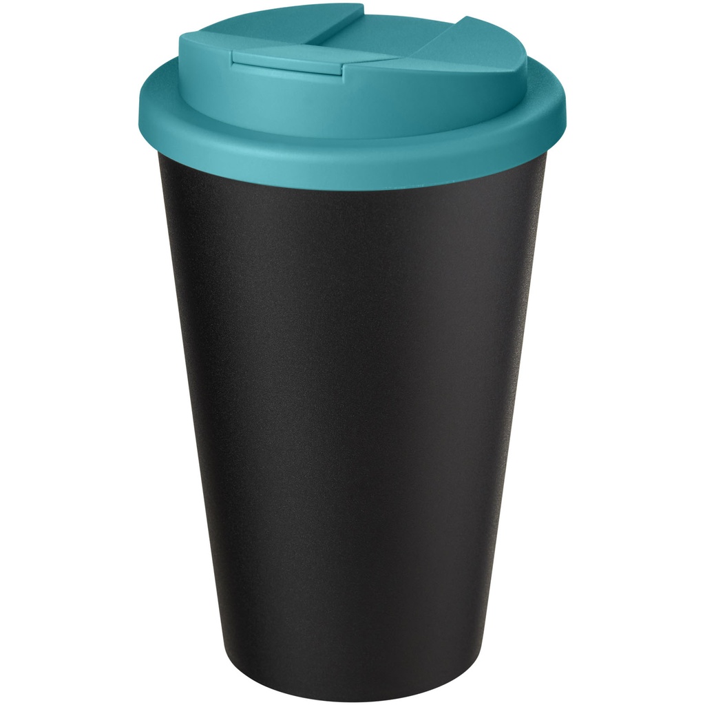 Kubek Americano® Eco z recyklingu o pojemności 350 ml z pokrywą odporną na zalanie 210425 - Turkusowy niebiesko-czarny