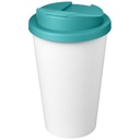 Kubek Americano® Eco z recyklingu o pojemności 350 ml z pokrywą odporną na zalanie 210425 - Turkusowy niebiesko-biały