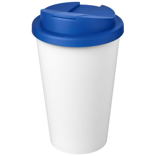 Kubek Americano® Eco z recyklingu o pojemności 350 ml z pokrywą odporną na zalanie 210425 - Środkowy niebiesko-biały