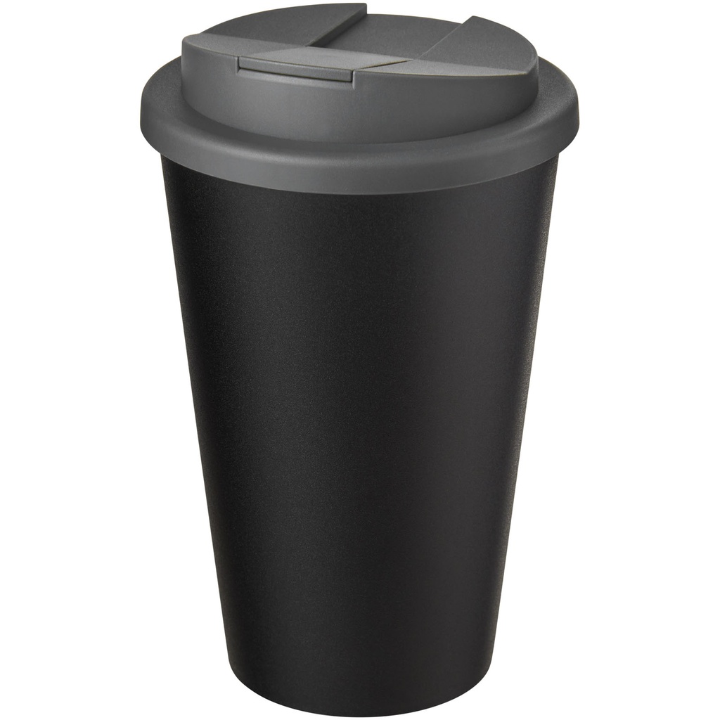 Kubek Americano® Eco z recyklingu o pojemności 350 ml z pokrywą odporną na zalanie 210425 - Szaro-czarny