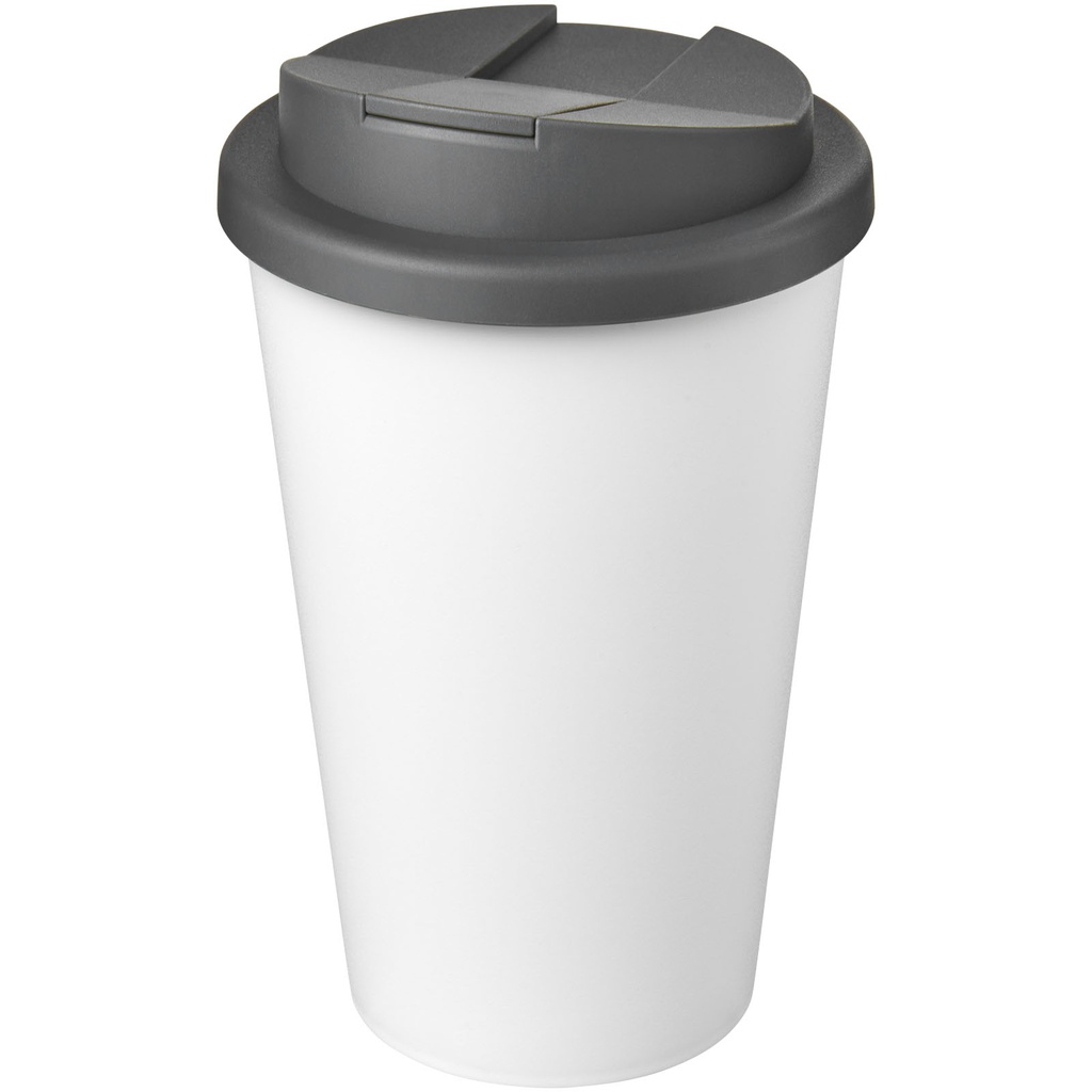 Kubek Americano® Eco z recyklingu o pojemności 350 ml z pokrywą odporną na zalanie 210425 - Szaro-biały
