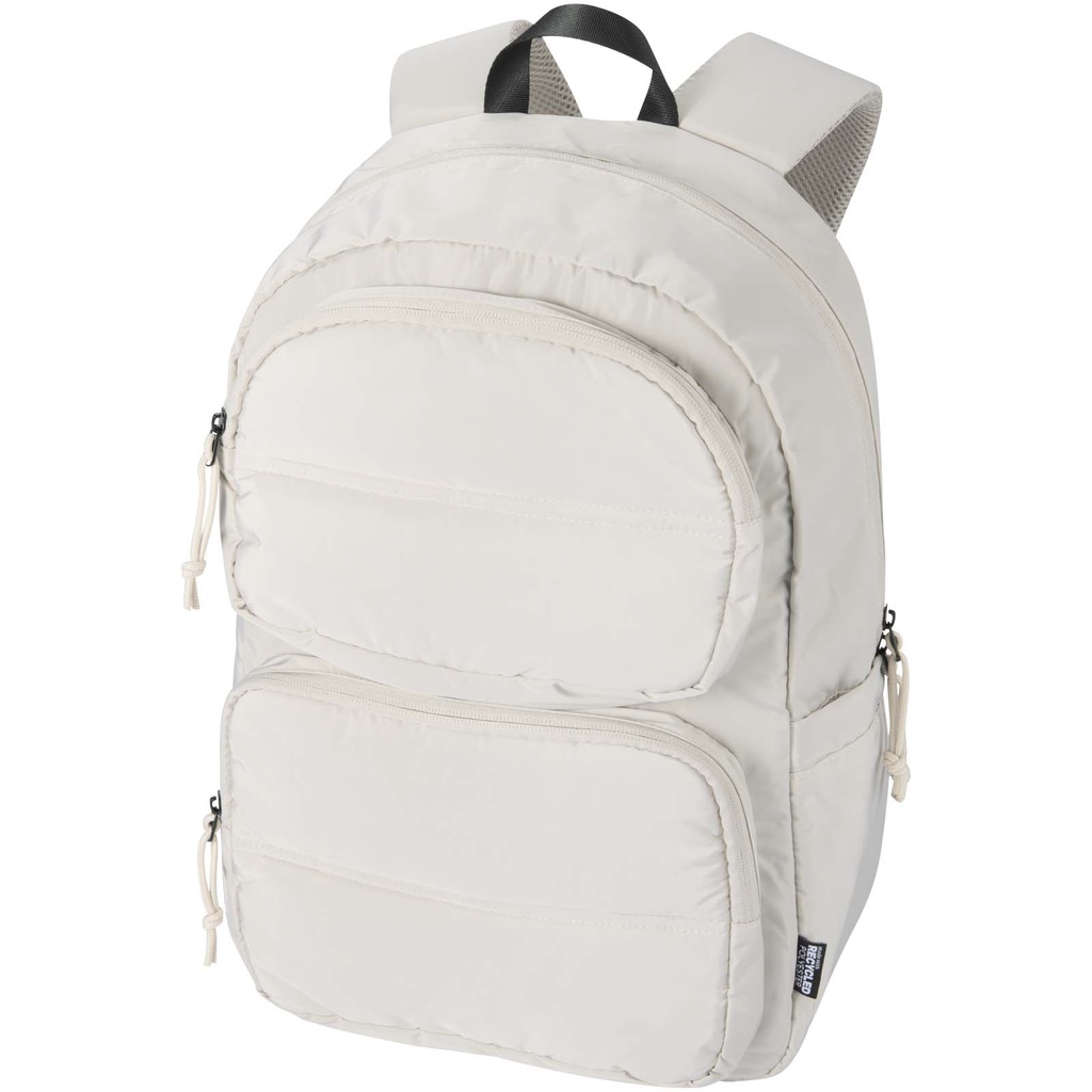 Puffer plecak na laptopa o przekątnej 15,6 cali o pojemności 18 l wykonany z materiałów z recyclingu z certyfikatem GRS 130114 - Piaskowiec