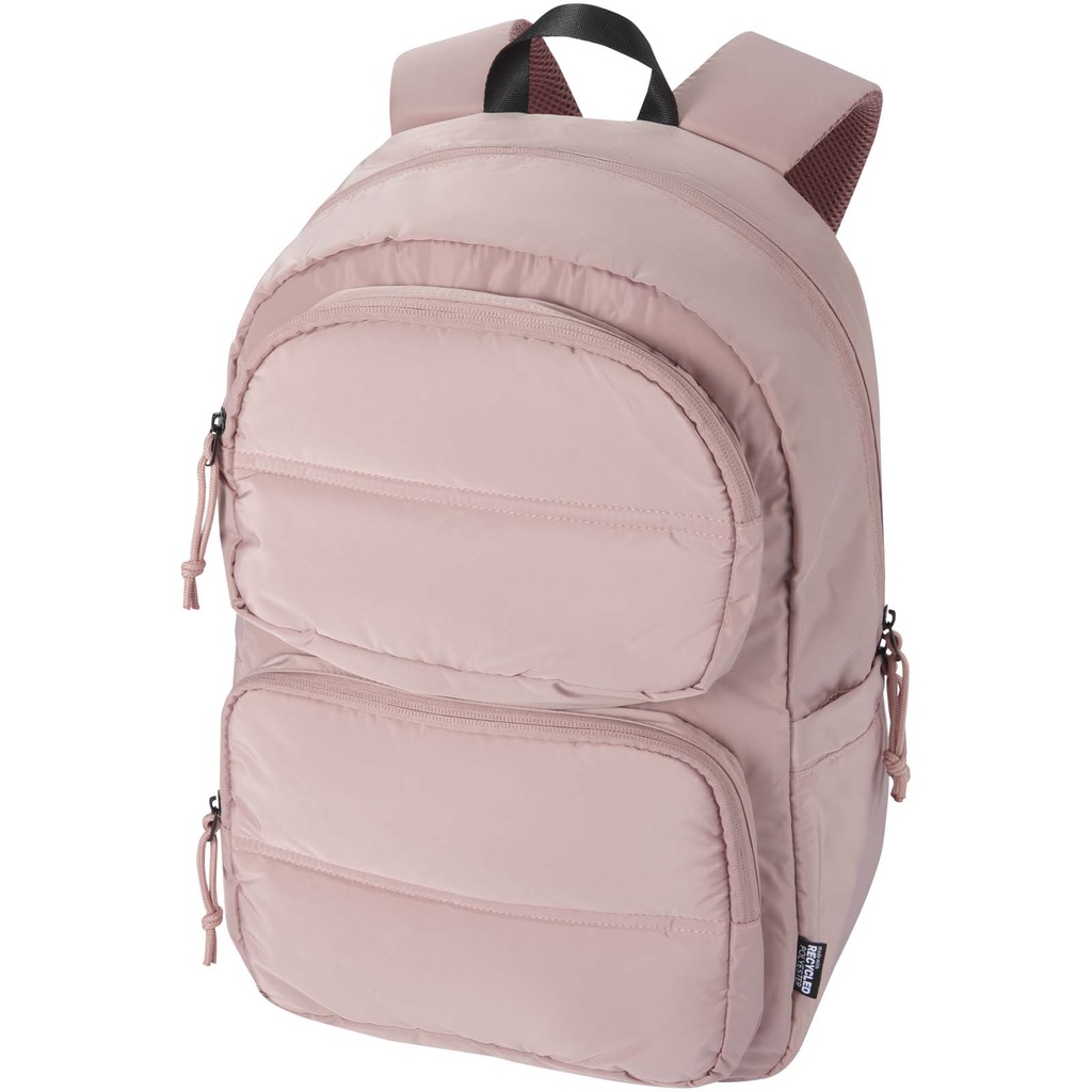 Puffer plecak na laptopa o przekątnej 15,6 cali o pojemności 18 l wykonany z materiałów z recyclingu z certyfikatem GRS 130114 - Przygaszony róż
