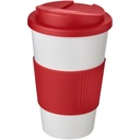 Kubek Americano® 350 ml z uchwytem i pokrywką chroniącą przed rozlaniem 210696 - Biało-czerwony
