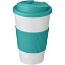 Kubek Americano® 350 ml z uchwytem i pokrywką chroniącą przed rozlaniem 210696 - Biało-akwamarynowy