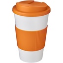 Kubek Americano® 350 ml z uchwytem i pokrywką chroniącą przed rozlaniem 210696 - Biało-pomarańczowy