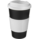 Kubek Americano® 350 ml z uchwytem i pokrywką chroniącą przed rozlaniem 210696 - Czarno-biały