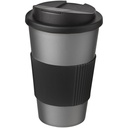 Kubek Americano® 350 ml z uchwytem i pokrywką chroniącą przed rozlaniem 210696 - Srebrno-czarny