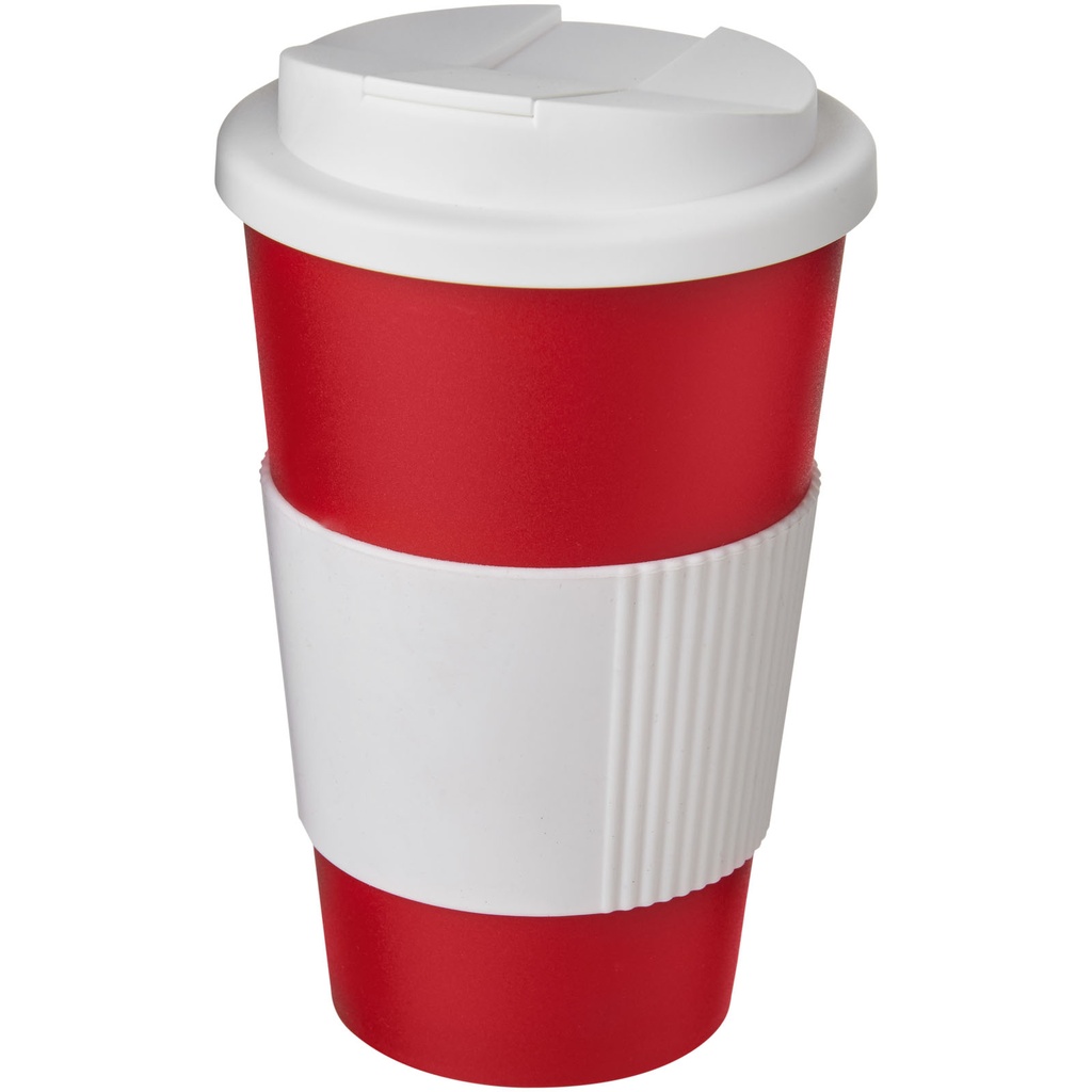 Kubek Americano® 350 ml z uchwytem i pokrywką chroniącą przed rozlaniem 210696 - Czerwono-biały