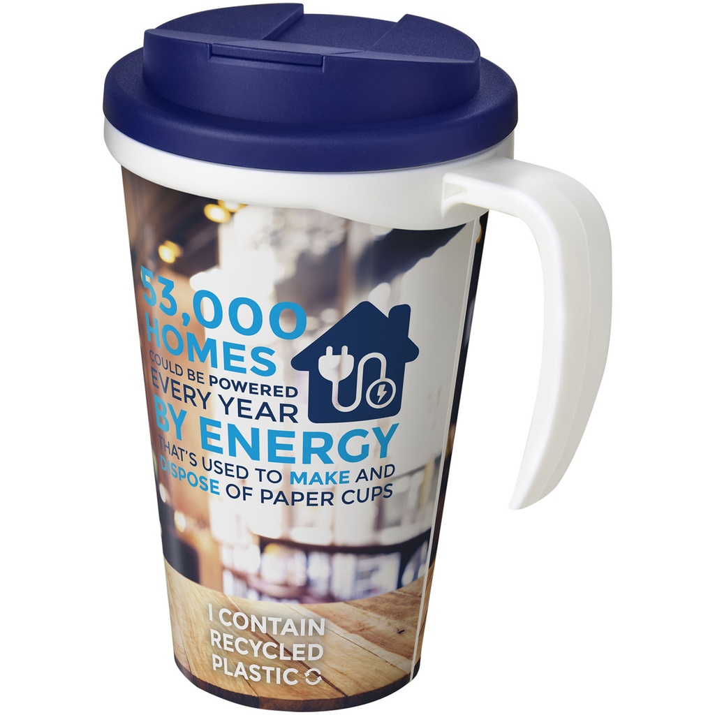 Kubek Brite-Americano® 350 ml z wieczkiem zapobiegającym rozchlapaniu 210420 - Biało-niebieski