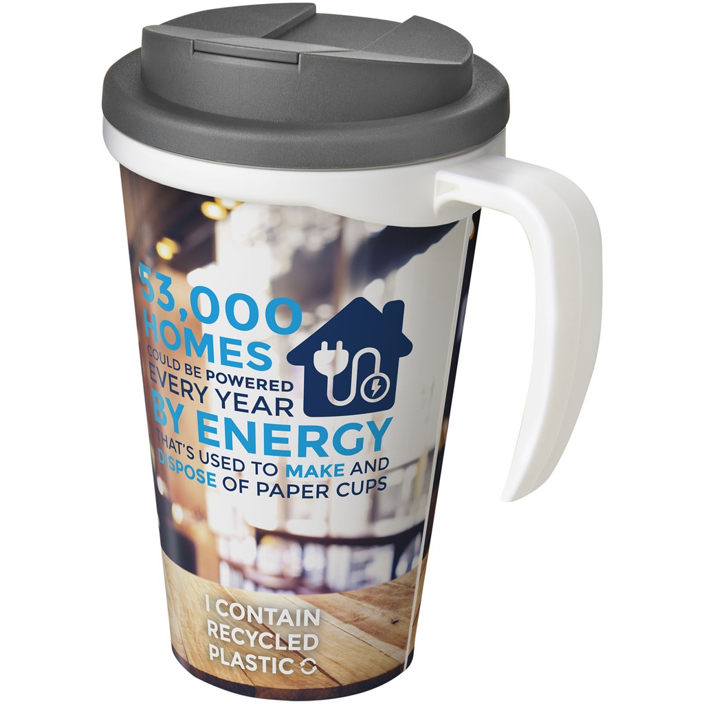Kubek Brite-Americano® 350 ml z wieczkiem zapobiegającym rozchlapaniu 210420 - Biało-szary