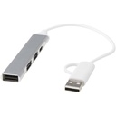 Alkaid 4-portowy hub USB-A i typu C z podwójnym wejściem wykonany z aluminium z recyklingu 124469 - Srebrny