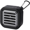 Solo plastikowy głośnik solarny Bluetooth® IPX5 o mocy 3 W z karabińczykiem wykonany z tworzywa pochodzącego z recyklingu z c 124347 - Czarny