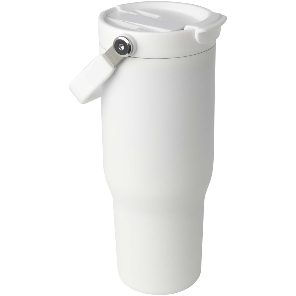 Kubek Bronx o pojemności 900 ml, z izolacją próżniową, wykonany ze recyklingowanej stali nierdzewnej z certyfikatem RCS i z m 100864 - Biały