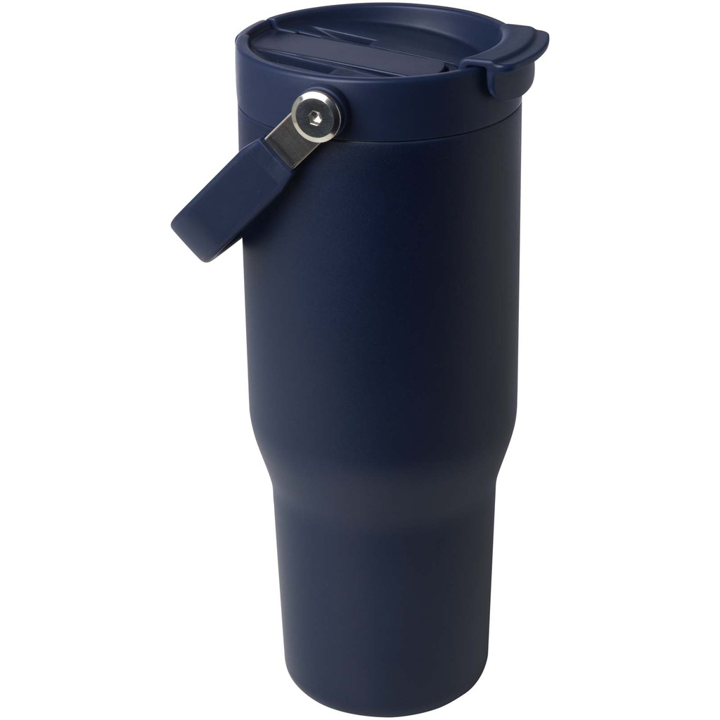 Kubek Bronx o pojemności 900 ml, z izolacją próżniową, wykonany ze recyklingowanej stali nierdzewnej z certyfikatem RCS i z m 100864 - Granatowy