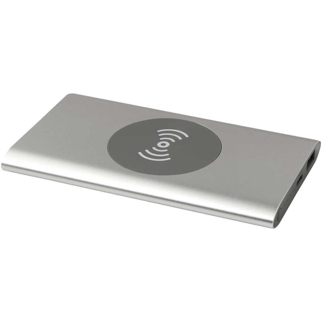 Juice bezprzewodowy powerbank o pojemności 4000 mAh Type-C z aluminium pochodzącego z recyklingu 124384 - Srebrny