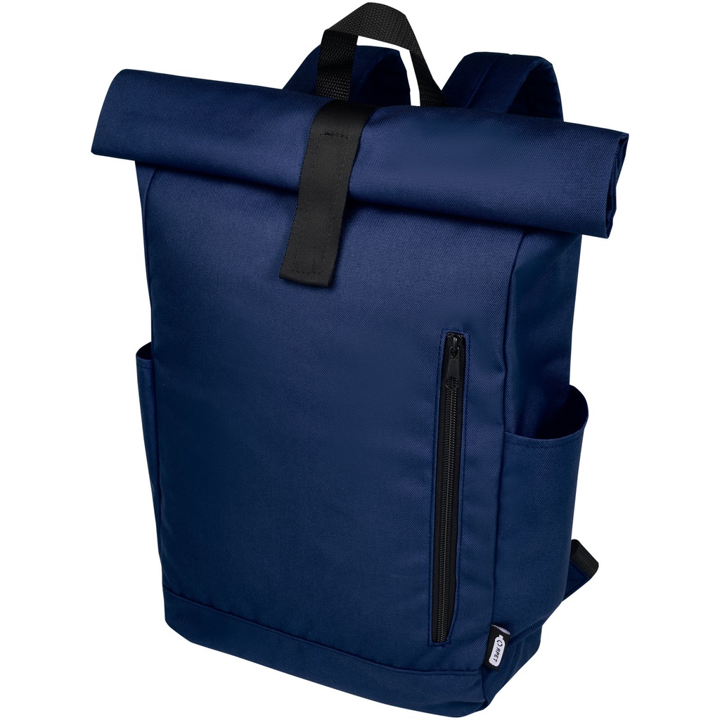 Byron plecak na laptopa 15,6 cala z tworzywa RPET z certyfikatem GRS z zawijanym zamknięciem, 18 l 120659 - Granatowy