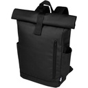 Byron plecak na laptopa 15,6 cala z tworzywa RPET z certyfikatem GRS z zawijanym zamknięciem, 18 l 120659 - Czarny
