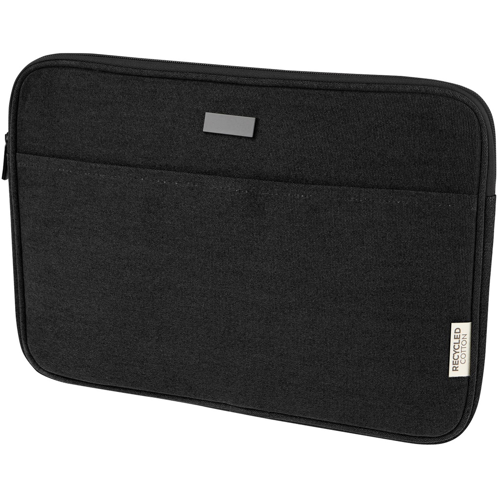 Joey 14-calowe etui na laptopa z płótna z recyklingu z certyfikatem GRS, o pojemności 2 l 120680 - Czarny