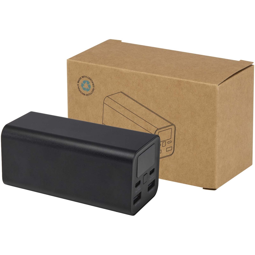 Acamar powerbank do laptopa o pojemności 20 000 mAh i mocy 70 W z aluminium z recyklingu 124440 - Czarny