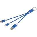 Metal kabel do ładowania 4 w 1 z aluminium z recyklingu z łańcuchem do kluczy 124382 - Królewski niebieski