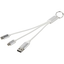 Metal kabel do ładowania 4 w 1 z aluminium z recyklingu z łańcuchem do kluczy 124382 - Srebrny