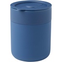 Java kubek ceramiczny z silikonową osłoną i plastikową pokrywką 330 ml 100808 - Niebieski