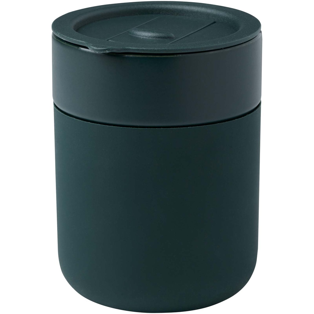 Java kubek ceramiczny z silikonową osłoną i plastikową pokrywką 330 ml 100808 - Zielony