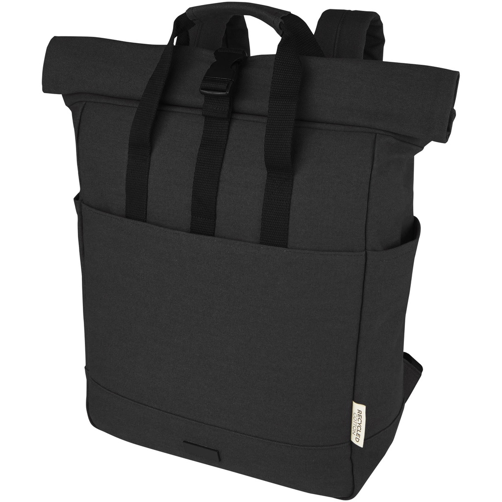 Joey 15-calowy plecak na laptopa z płótna z recyklingu z certyfikatem GRS o pojemności 15 l 120678 - Czarny