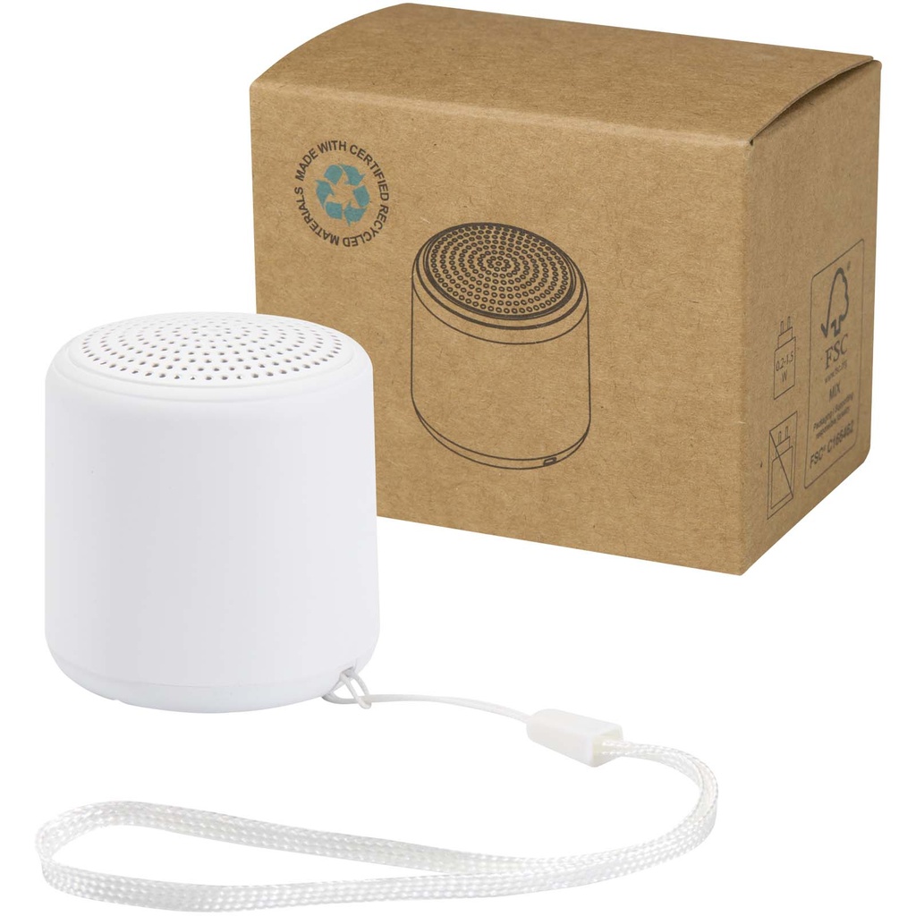 Velkis głośnik bezprzewodowy Bluetooth® o mocy 3 W z tworzyw sztucznych pochodzących z recyklingu 124485 - Biały