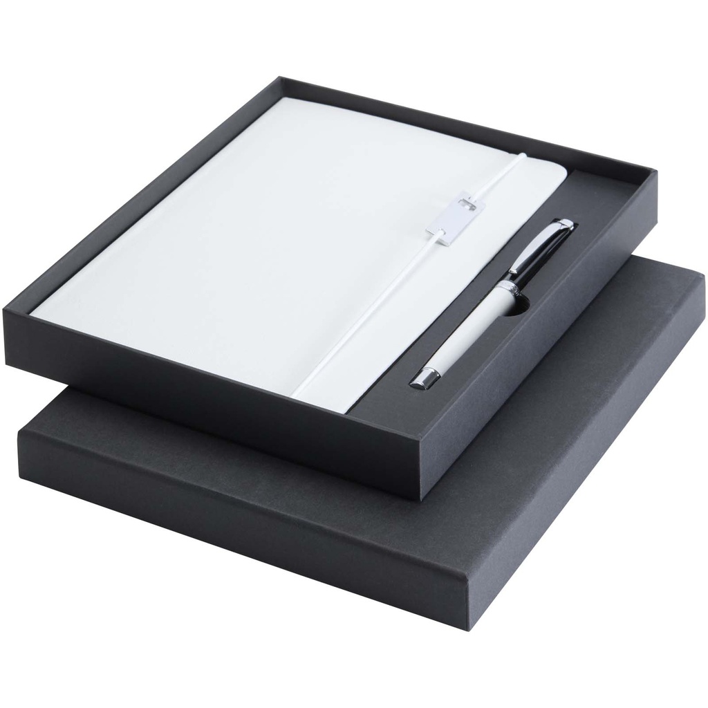 Legato Elegance zestaw notatnik A5 w twardej okładce z długopisem żelowym 106258 - Podstawowy biało-czarny