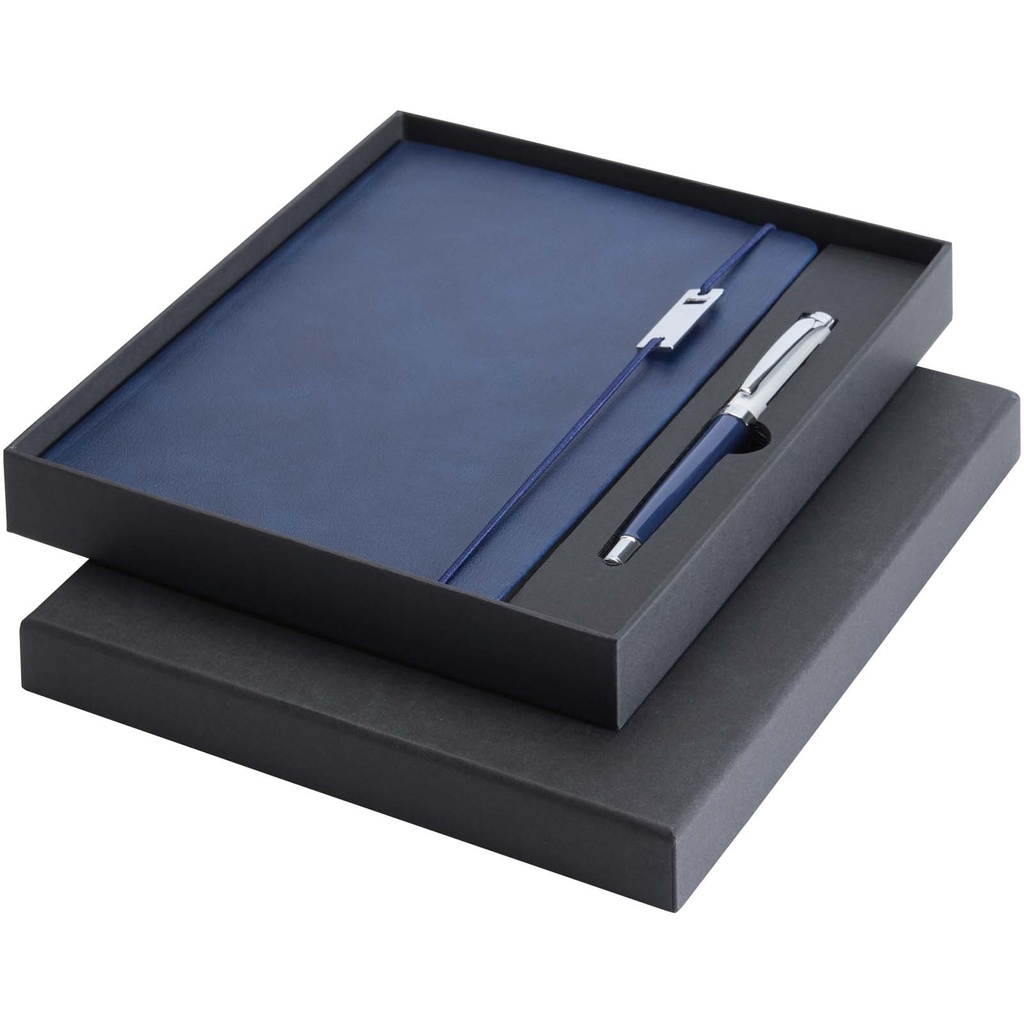 Legato Elegance zestaw notatnik A5 w twardej okładce z długopisem żelowym 106258 - Oceaniczny niebiesko-biały